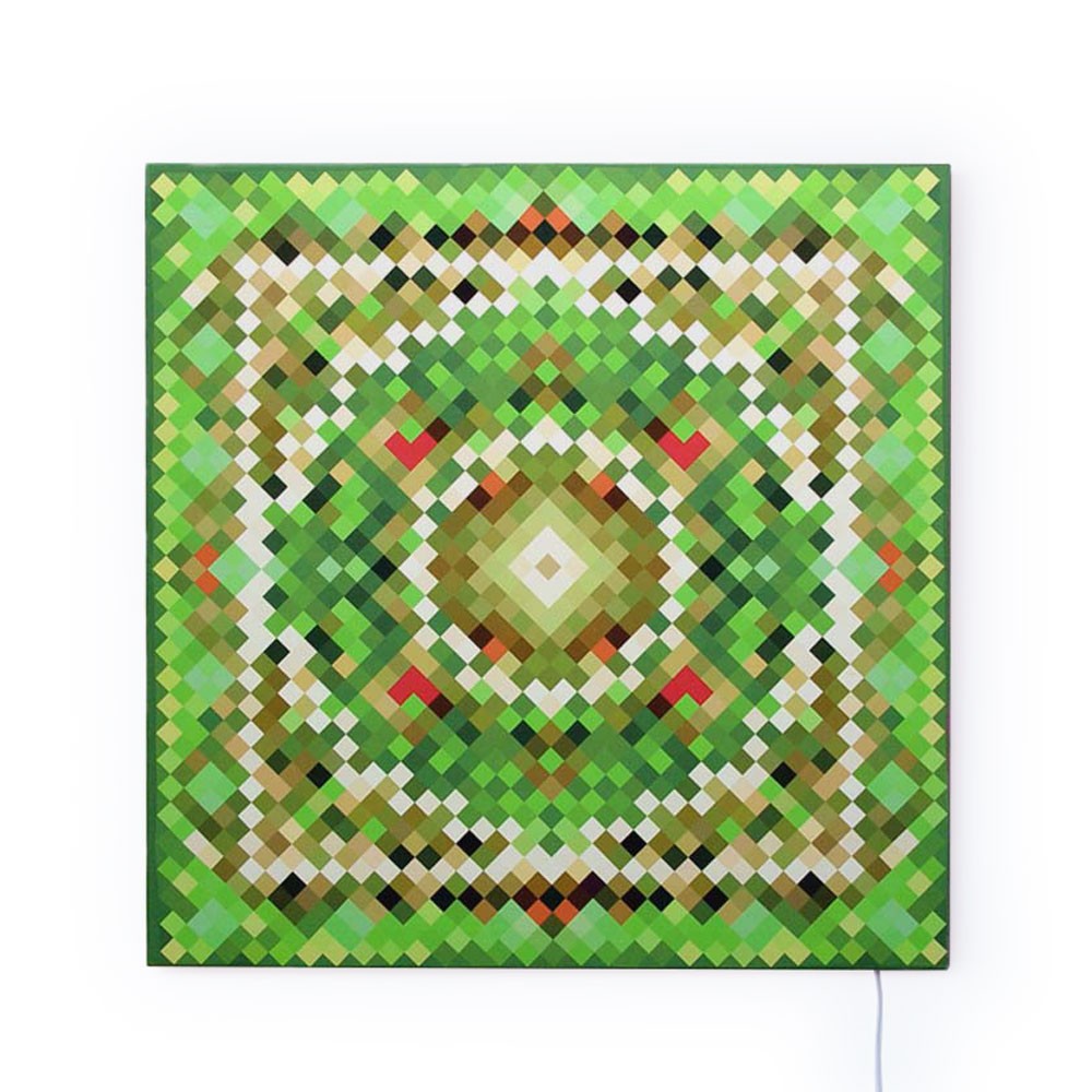 Glo-Canvas Pixel Tapestry Green 90x90cm