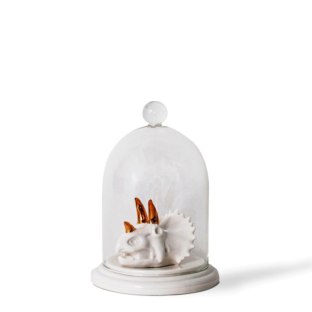 Triceratops skull Bell Jar Ring Holder