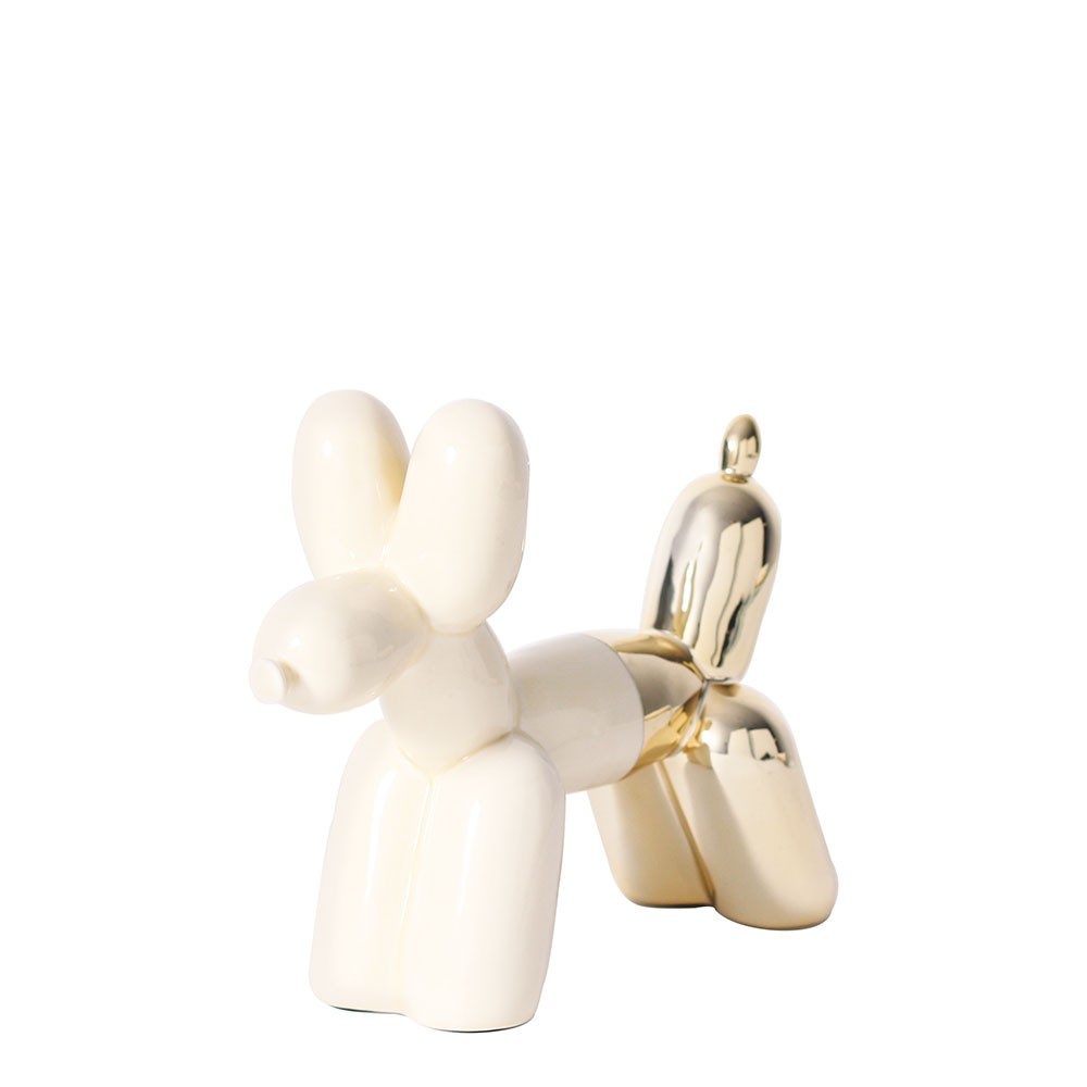 Big Top Ceramic Balloon Dog Bookend – Cream & Gold