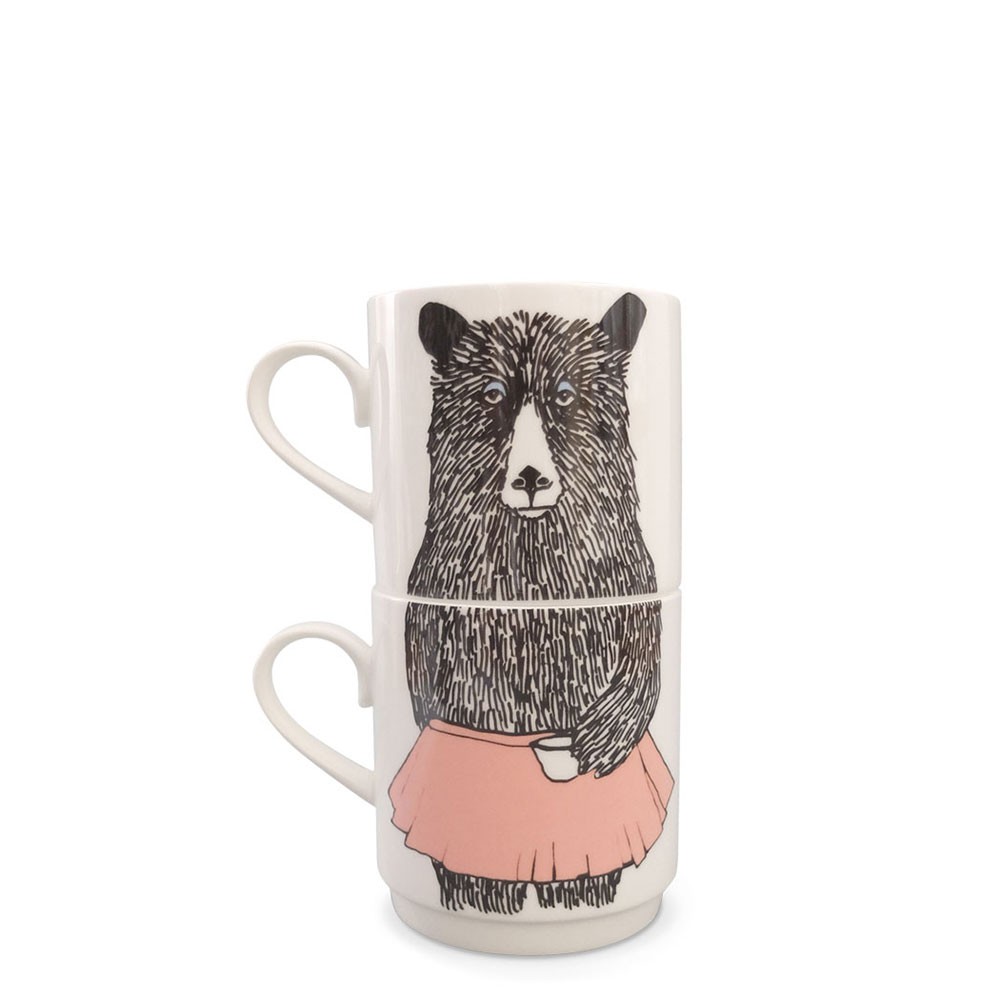 Mrs Bear Stackable Tea Mugs (2Cup Set)