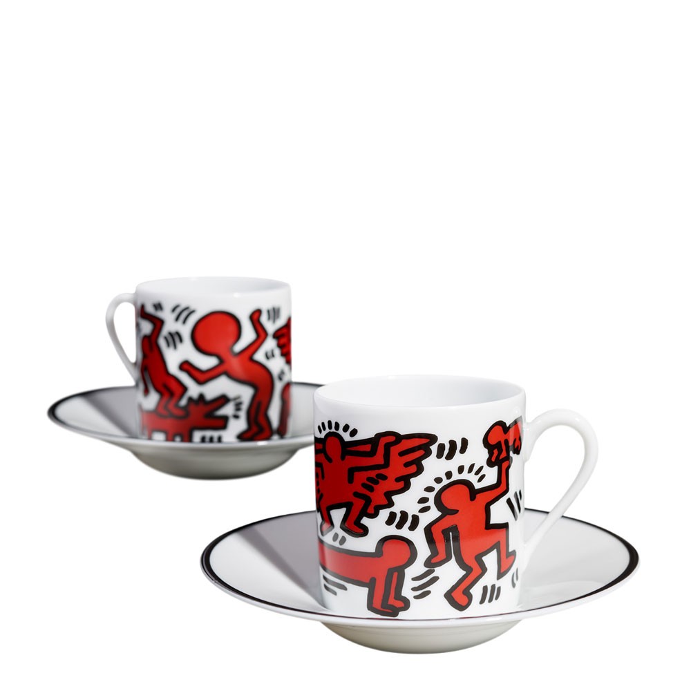 Keith Haring - Red on White Espresso Set 