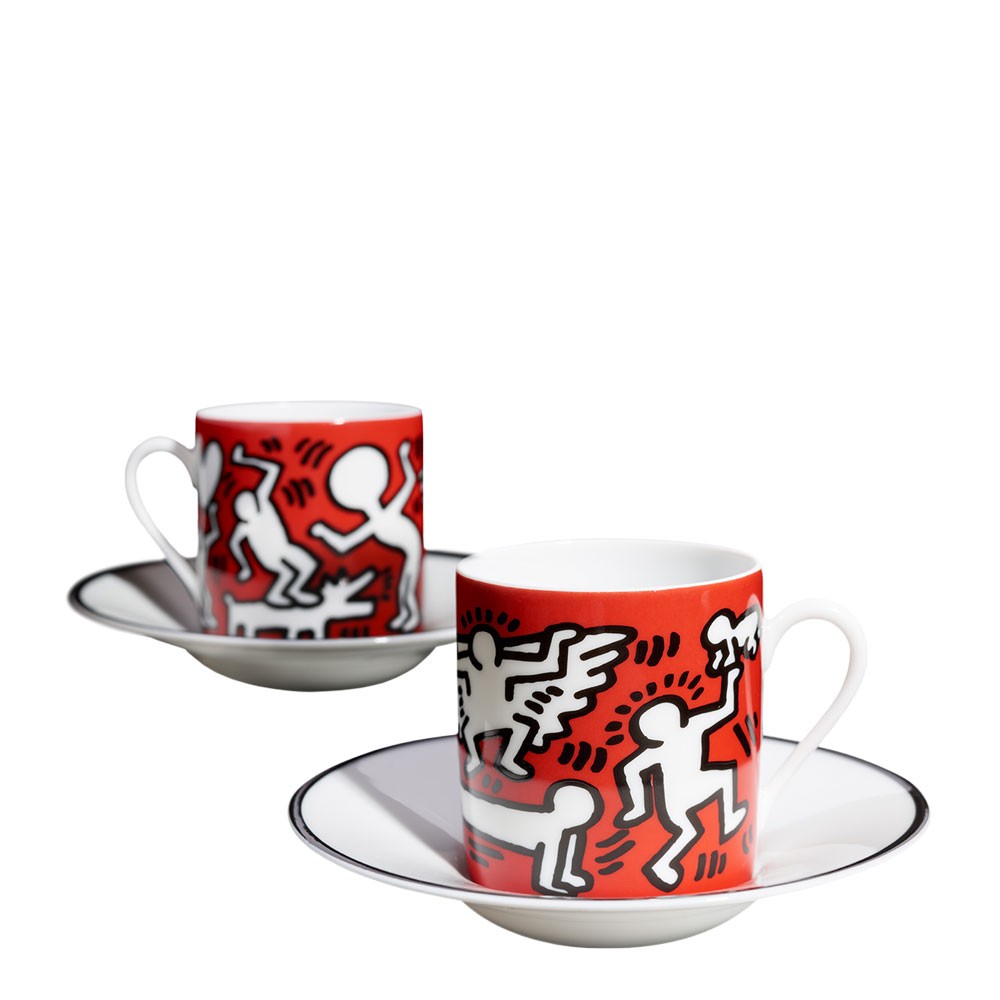 Keith Haring -  White on Red Espresso Set 