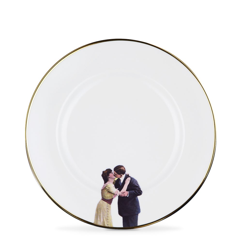 Kissing Couple Bone China Plate - Dinner Plate