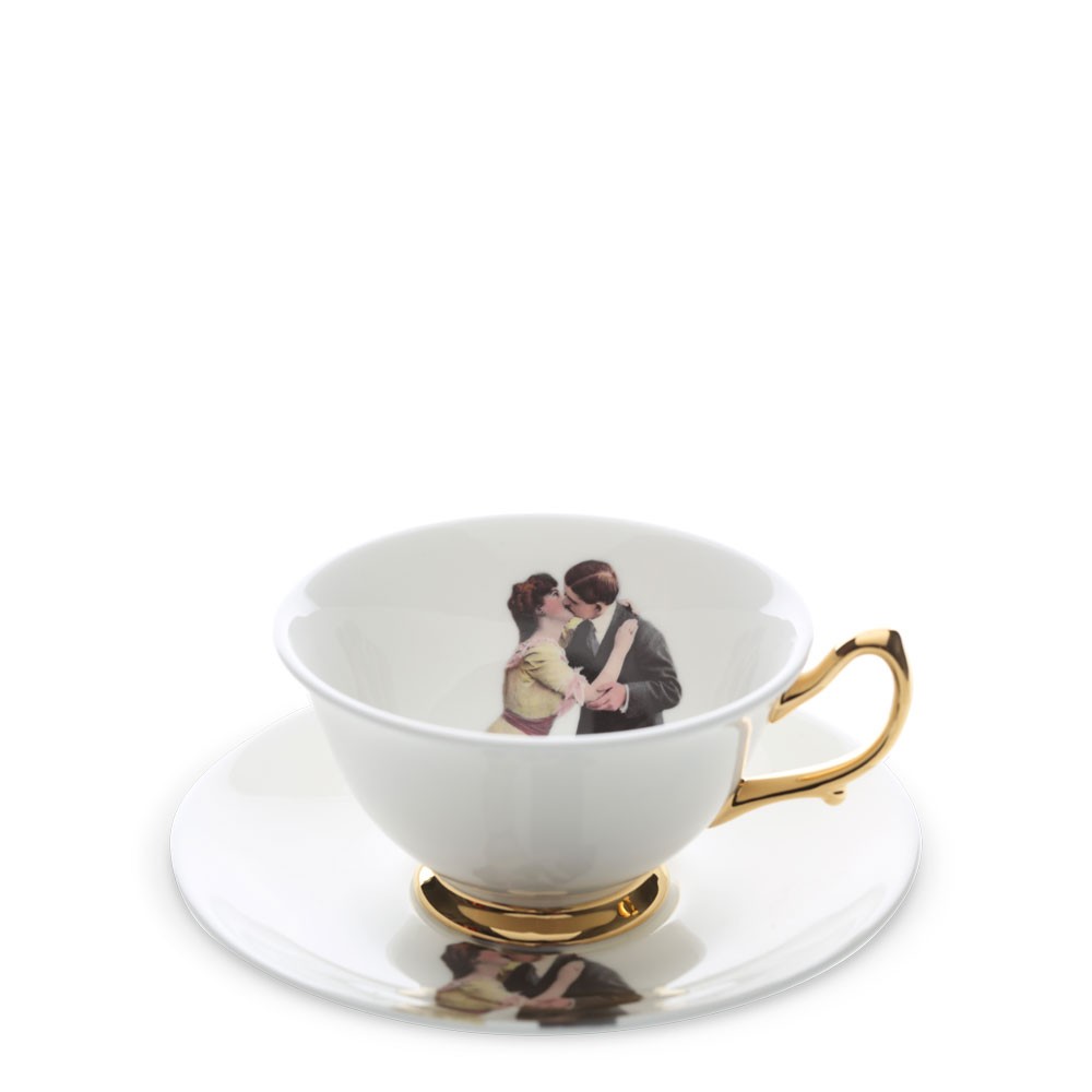 Kissing Couple Teacup and Saucer