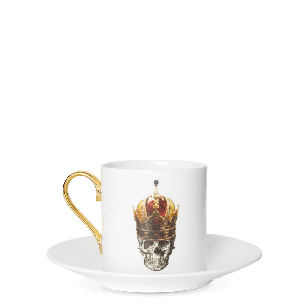 Skull in Red Crown Espresso Cup and Saucer