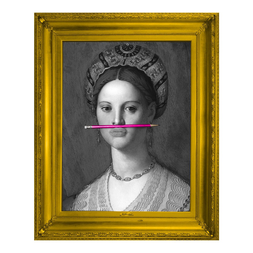 'The Pink Pencil' Framed Canvas Print