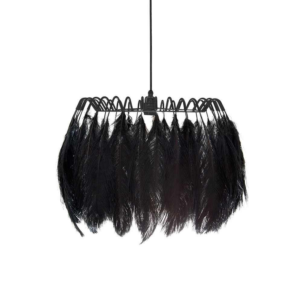 All Black Feather Pendant Lamp