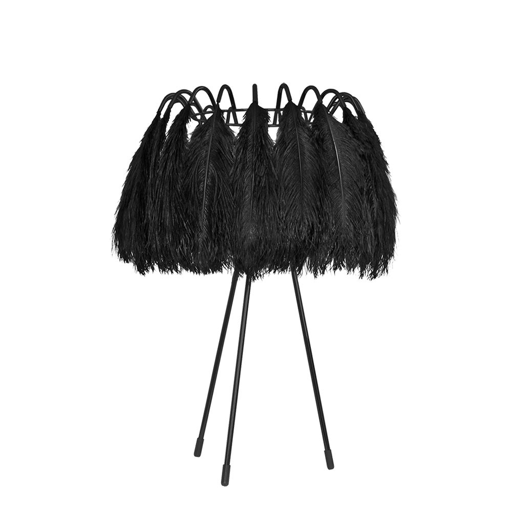 All Black Feather Table Lamp