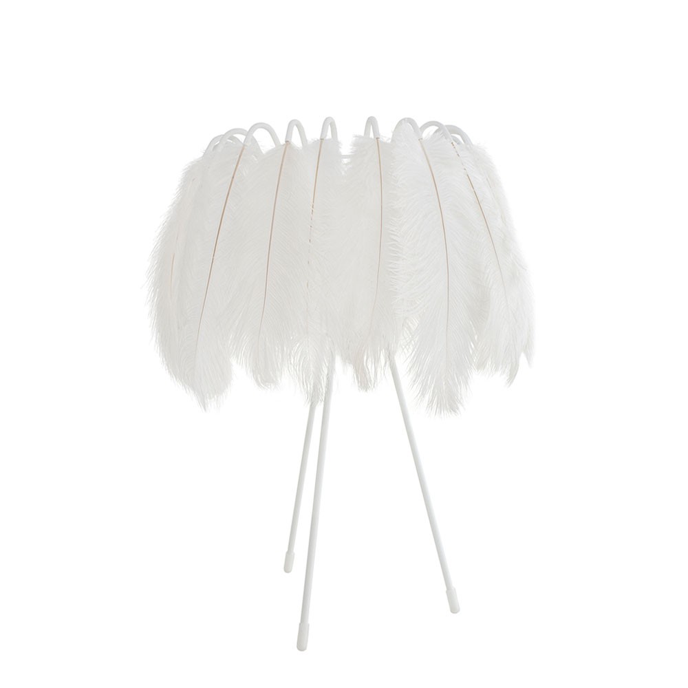 All White Feather Table Lamp