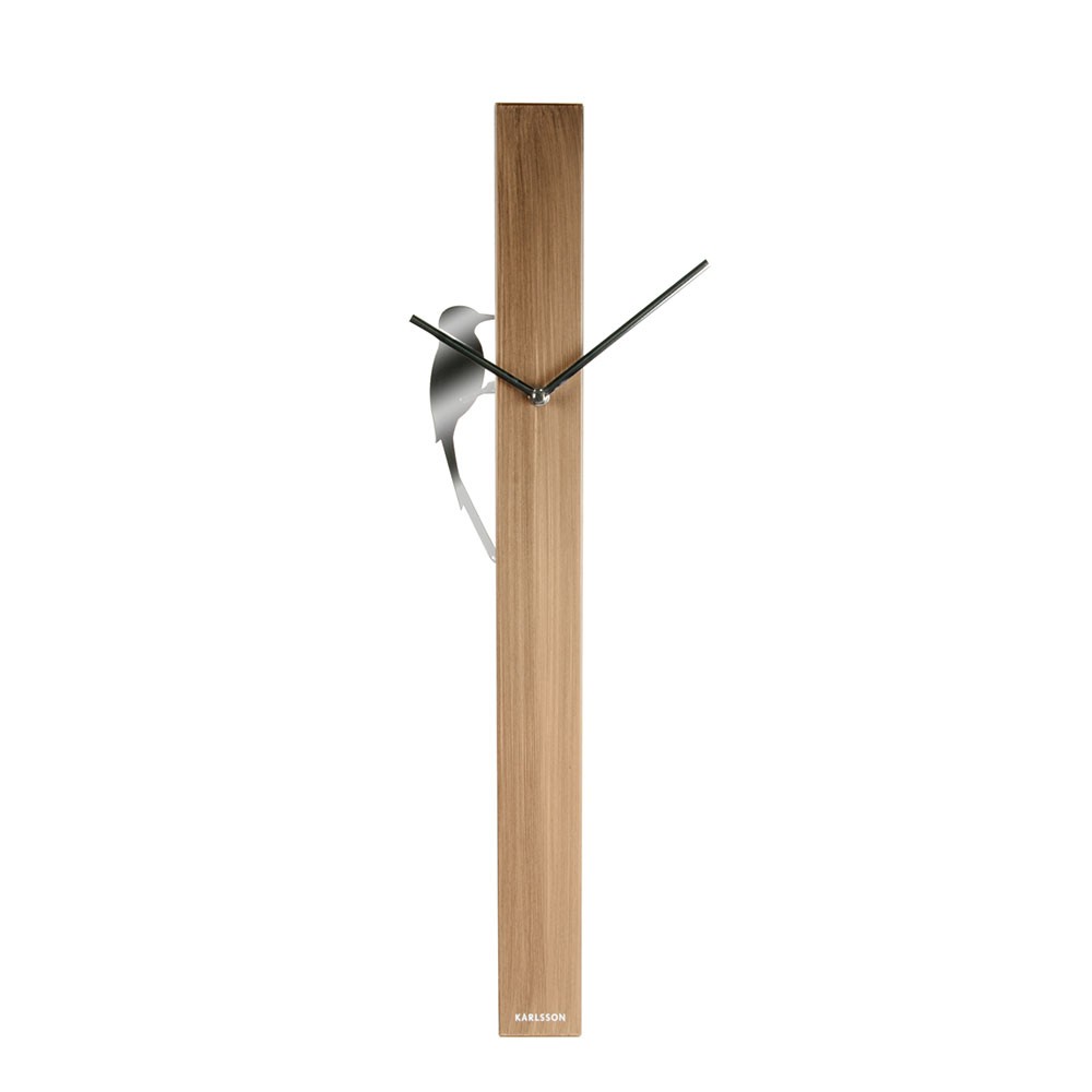 Woodpecker Tube Wall Clock - Steel Wood Painted