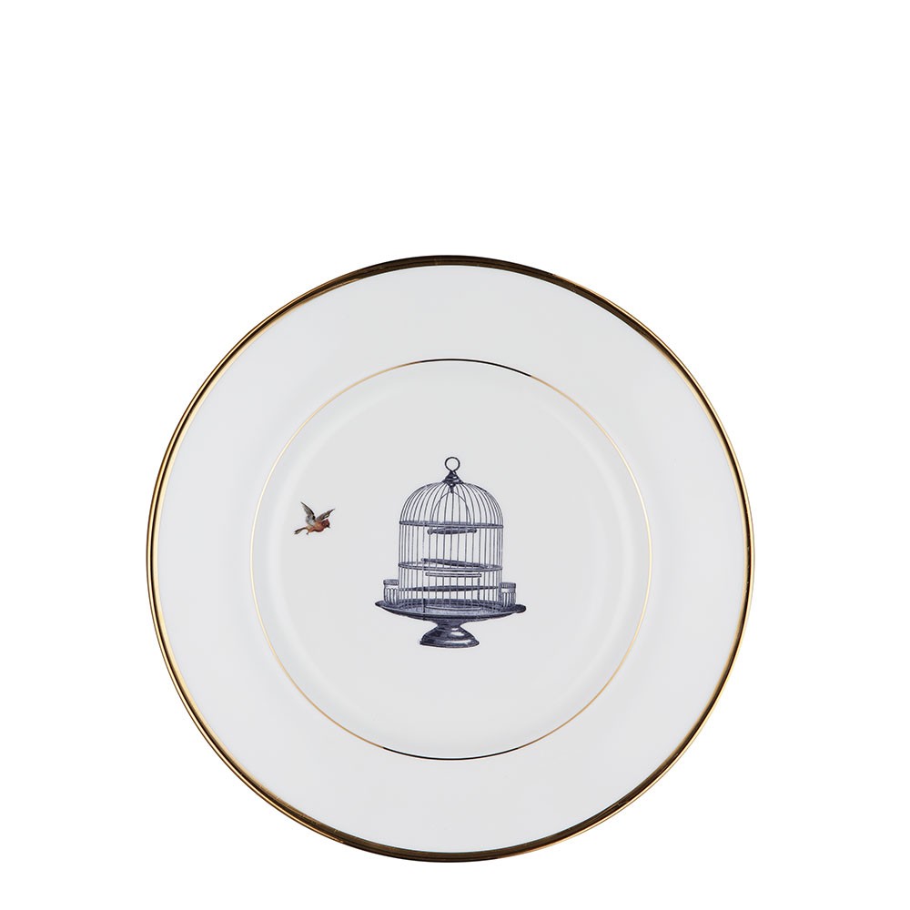 Birdcage and Bird Bone China Plate - Salad plate