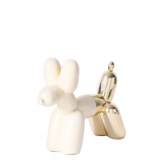 Big Top Ceramic Balloon Dog Bookend – Cream & Gold