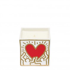 Keith Haring - Square Red Heart with Gold Scented Candle