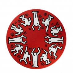 Keith Haring White on Red Large Plate