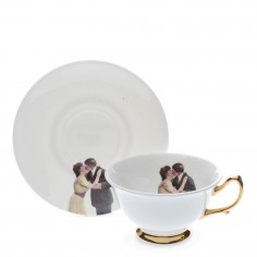 Kissing Couple Teacup and Saucer