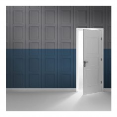 Panelling Wallpaper Grey/Marine