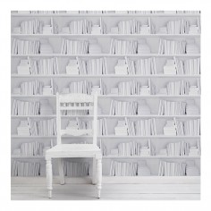 Bookshelf Wallpaper White