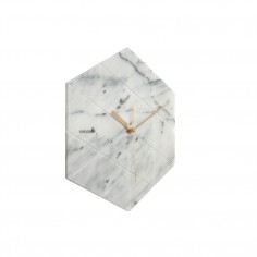 Marble Hexagon Wall Clock - White