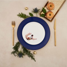 Trapeze Boy Bone China Dinner Plate - Cobalt Blue