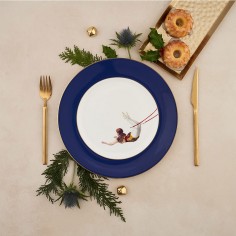 Trapeze Girl Bone China Dinner Plate - Cobalt Blue