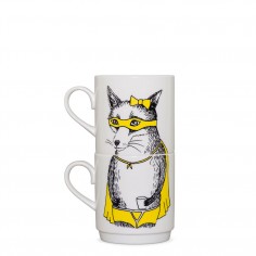 Bandit Fox Stackable Tea Mugs (2Cup Set)