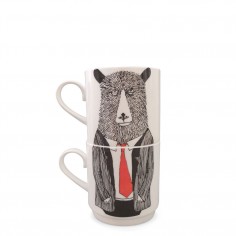 Mr Bear Stackable Tea Mugs (2Cup Set)