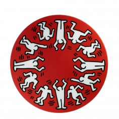 Keith Haring White on Red Large Plate