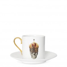 Skull in Red Crown Espresso Cup and Saucer