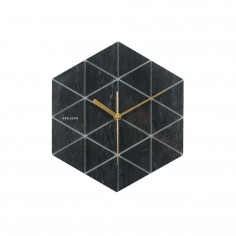 Marble Hexagon Wall Clock - Black