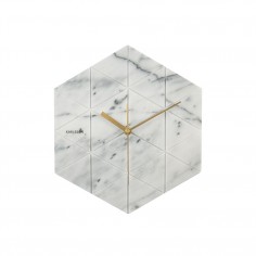 Marble Hexagon Wall Clock - White